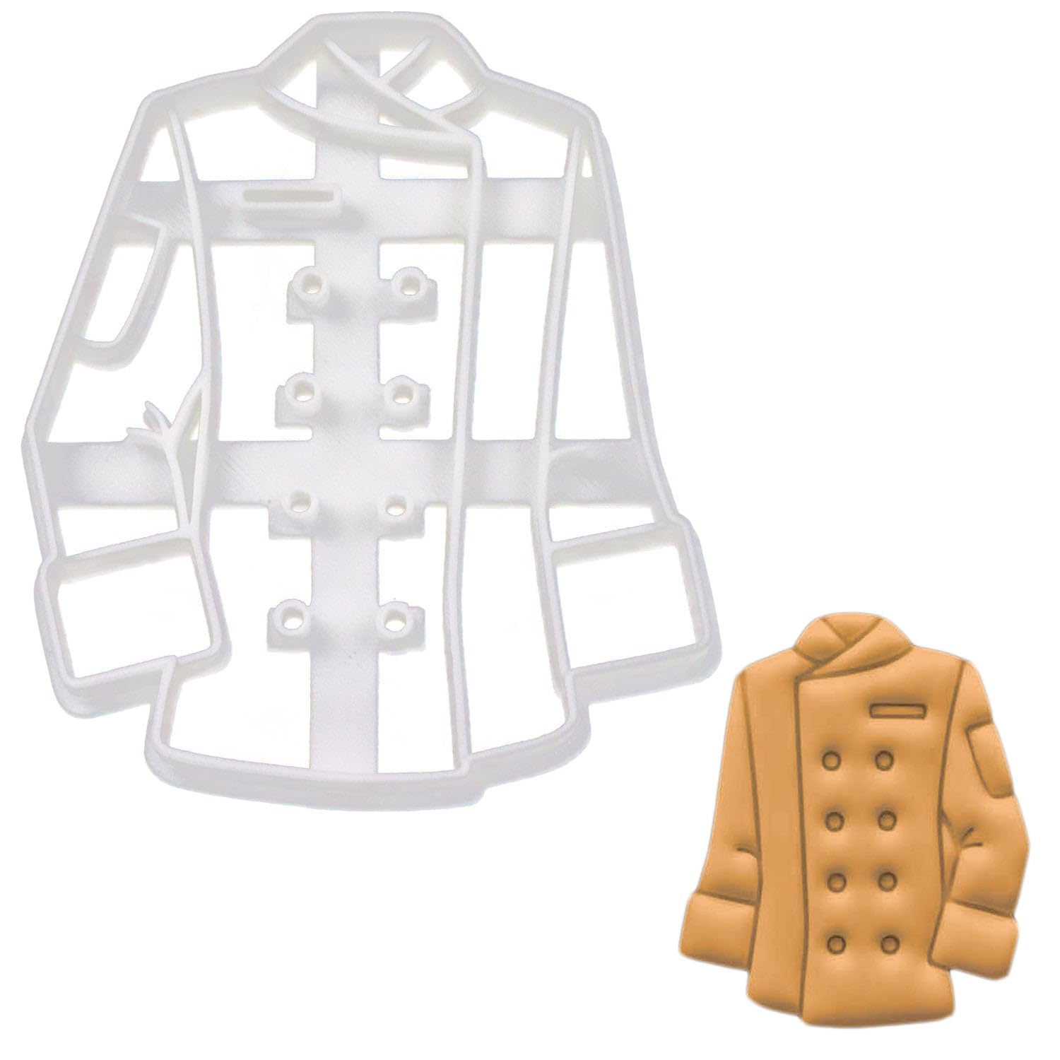 BAKERLOGY Chef's Jacket Cookie Cutter - Detailed Biscuit Cutter Design for Baking and Crafts, Ideal on Fondant, Dough, Clay