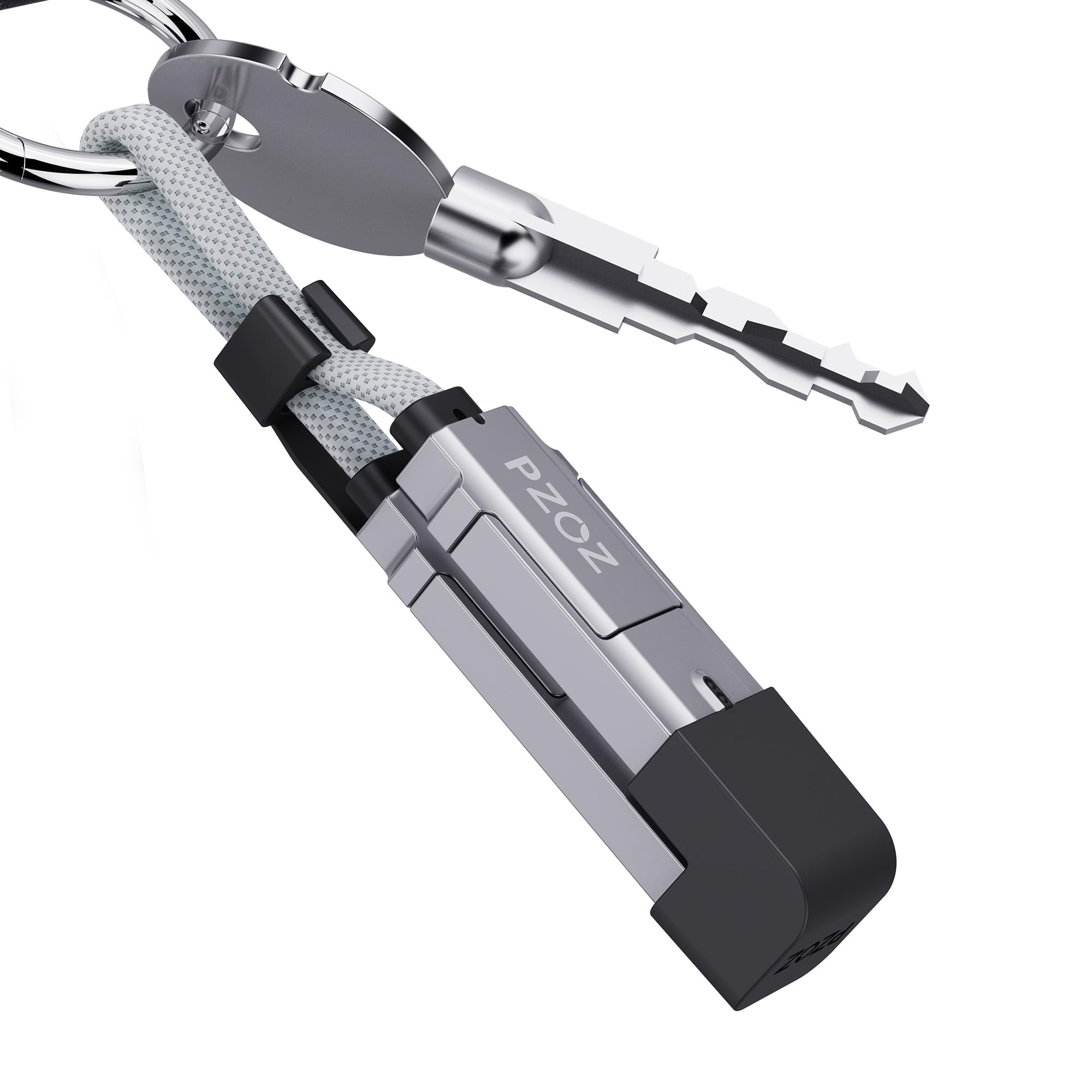 Photo 1 of pzoz Portable Keychain Charger Short Cable with LED Display, 4-in-1 Multi USB C Fast Charging Combo Lightning/Type C/USB A/USBC Ports for iPhone iPad MacBook AirPods Samsung Google (140W, 7.3 inchs)