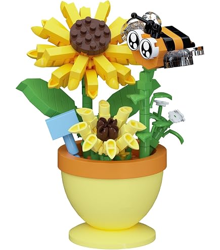 Amazon.com: Jollcnoia Bee Sunflower Mini Potted Bonsai Building