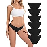 Medaling Seamless Underwear for Women No Show Wave Edge Bikini Low Rise Cheeky Breathable Comfortable Soft Panties 6 Pack