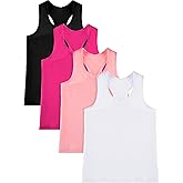 SATINIOR 4 Pieces Girls Dance Tank Tops Racerback Crop Tops Sleeveless Dance Clothes for Girls Gymnastics