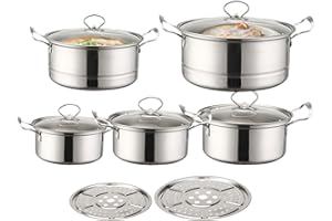 Pot Set - Stainless Steel Non Stick Pot Set | Professional Nonstick Saucepan Kit | Premium Cookware for Steaming Veggies, Sou
