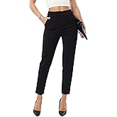 heipeiwa Women's Dress Pants High Waist Pull on Pants Comfort Stretch Work Slacks Crop Trouser