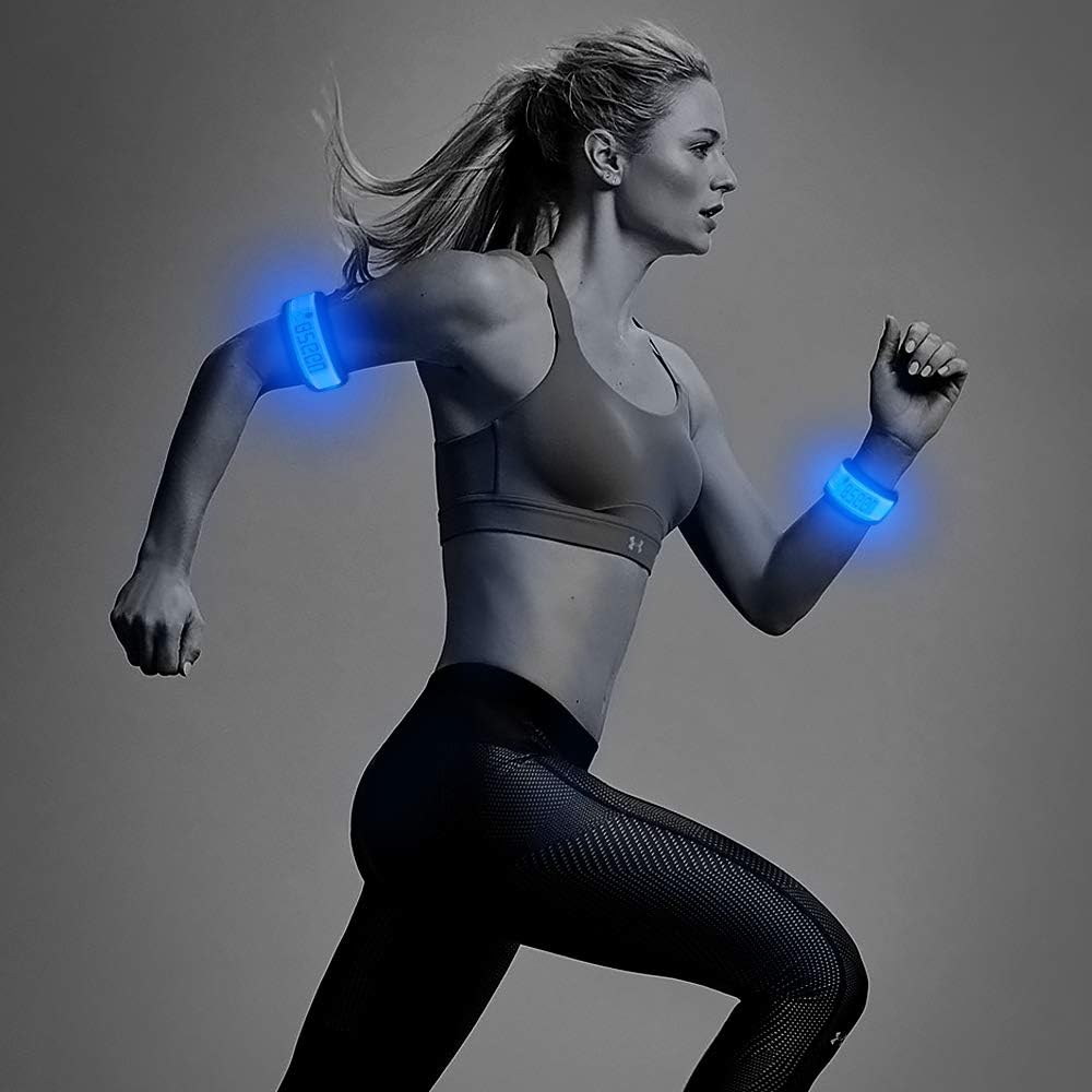 BSEEN LED Armband 2 Pack LED Slap Bracelets, Adjustable Strap Safety Light Armbands Glow in The Dark Night Running Gear for Jogging, Walking, Cycling, Camping Outdoor Sports (Blue) : Sports & Outdoors