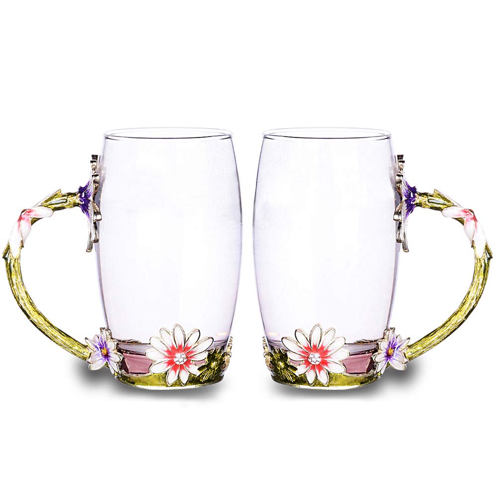 COAWG Taza de Té Vaso de Flores de Vidrio Taza de Té u0026 Café 