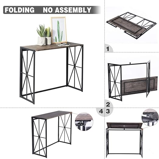 FurnitureR Mesa de consola plegable, mesa de entrada de sofá alto sin