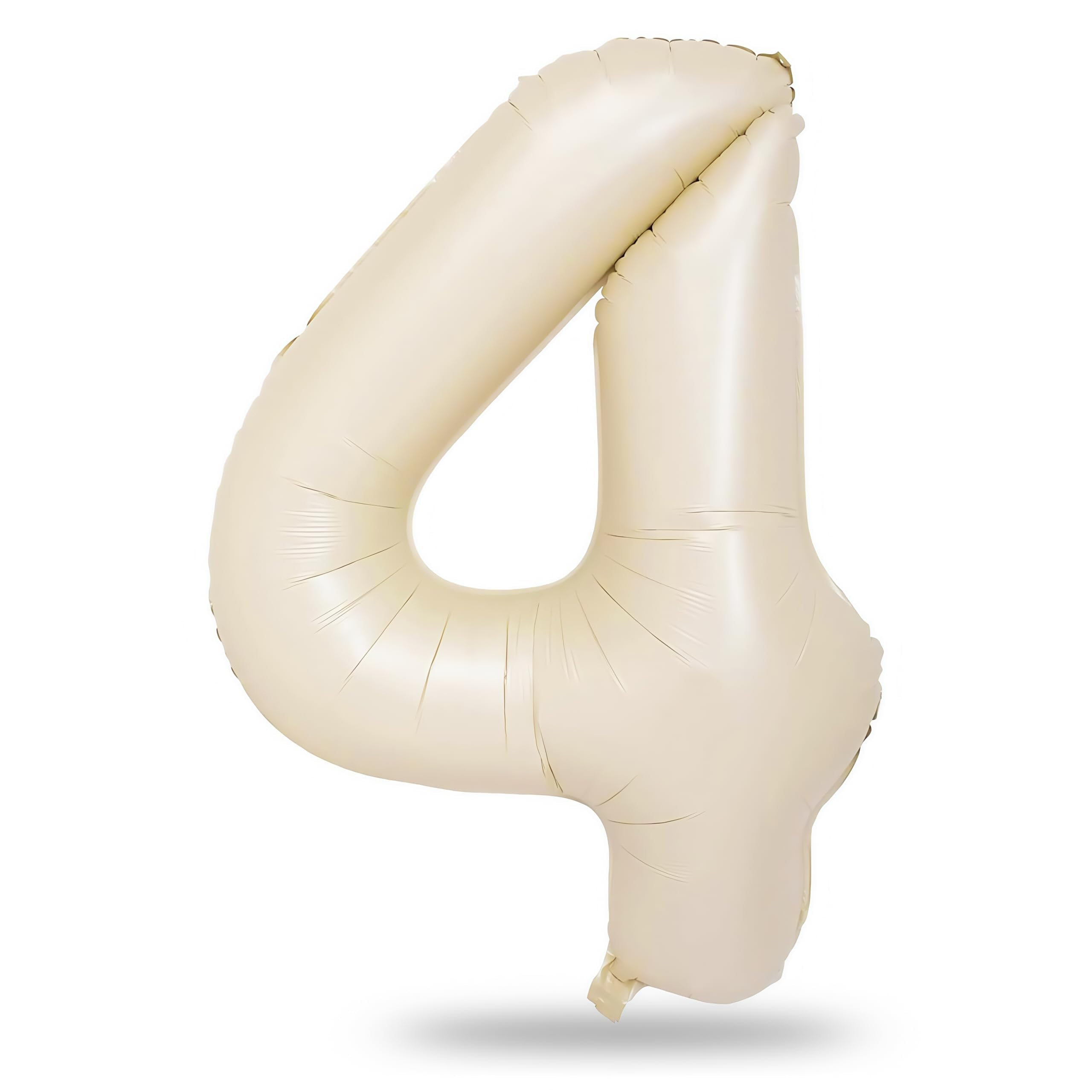 Photo 1 of Cream 4 Balloons, 40 Inch Large Beige Foil Number Balloons Set 0-9, Self Inflating White Sand Digital 4 Helium Balloon for Boys Girls Women Birthday Anniversary Party Decorations Photo Shoot Supplies