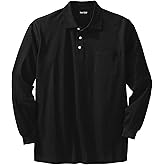 KingSize Men's Big & Tall Long-Sleeve Shrink-Less Cotton Polo Shirt