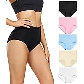 wirarpa Women's Underwear High Waisted Ladies Cotton Panties Soft Full Coverage Briefs 5 Pack Assorted 5X-Large
