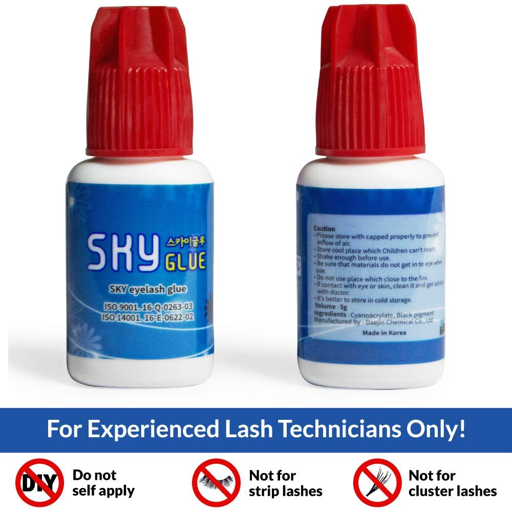 2 Bottles Long Retention Eyelash Extension Glue SKY S+ 5ml Professional Black Eyelash Extension Adhesive 1-2s Fast Drying 6-8 Weeks Lasting time for Individual Mink Lash Extensions : Beauty