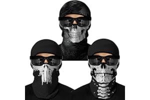 Red Plume 3PCS Balaclava Full Face Mask Ski Mask UV Protection Cover Motorcycle Full Face Mask for Men Women Outdoor Sports