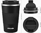 Aolieh Travel Mug 380 ml Insulated Stainless Steel Cup with Lid Black view 6