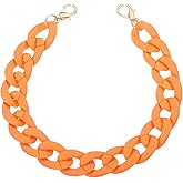 PATIKIL Acrylic Purse Chain, 15 Inch Acrylic Chain Linking Rings Handbag Strap Quick Link C-Clips Hooks Connectors for Jewelry Making DIY Craft Purse Eyeglass, Matte Orange