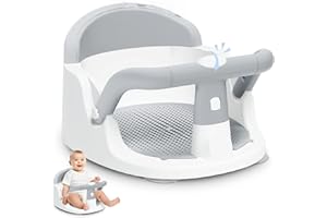 LERRUTUE Baby Bath Seat for Babies 6 Months & up, Bath Seats for Babies Sitting Up, Non-Slip Baby Bath Chair with Suction Cup，Safe and Comfortable Portable Baby seat for Bathroom, Easy to Clean (Grey)