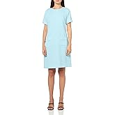 Tommy Hilfiger Womens Pleated Trim Short Sleeve High Neck Shift Mini Dress