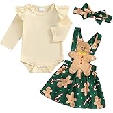 FIOMVA My First Christmas Baby Girl Outfit Newborn Romper Skirts Set Fall Winter Infant Christmas Dress Overall Clothes