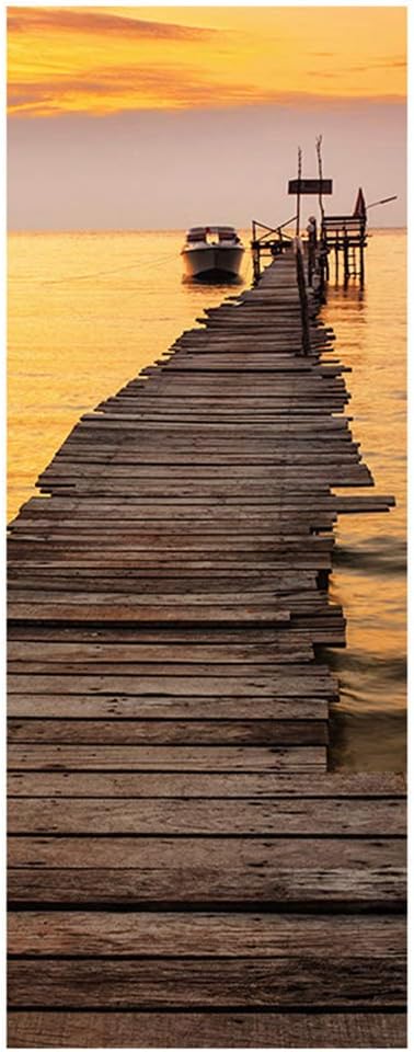 Dergtgh 2 Hojas De Mar Muelle De La Puesta Del Sol Del Paisaje De