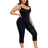 BampooPanPa Tummy Control Full Body Shapewear for Women, One Piece Capri Shapewear Bodysuits for Women Faja Body Shaper