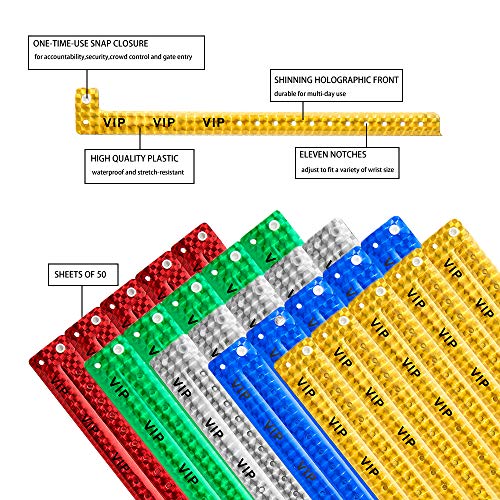 Ouchan Multicolor Holographic VIP Wristbands Variety Pack - 200 Pack Colored Wristbands for Events Club Music Meeting Party Wristbands