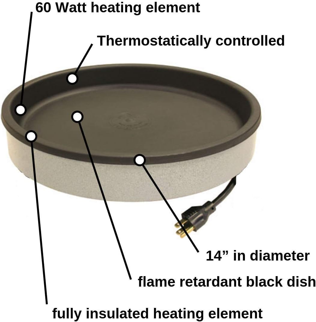 ERVA Heated Bird Baths for Outdoors – BA1H Clamp Mount 14 Inch Bird Bath - 60 Watt Birdbath Heater - Thermostat Controlled, Insulated, Fire Retardant and BPA Safe for Our Feathered Friends: Garden & Outdoor