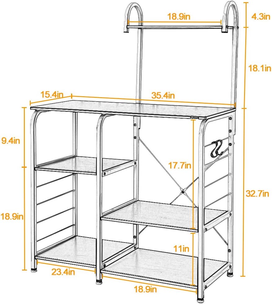 SogesPower Kitchen Baker's Rack 3-Tier+4-Tier Microwave Stand Storage Rack, Black - Standing Baker's Racks