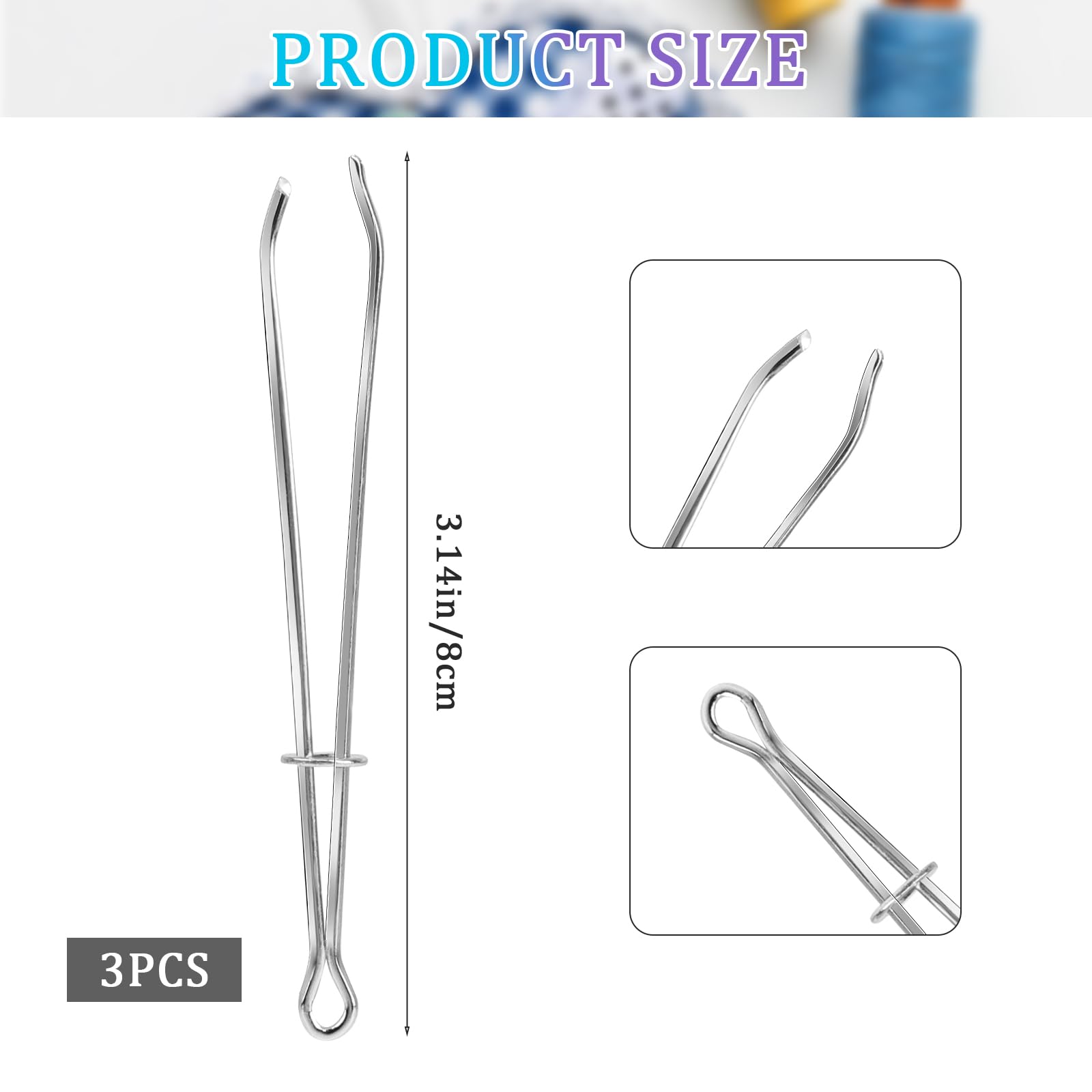 3 Pcs 3 Inches Draw String Threader Tool Stainless Steel Elastic Threader Easy Needle Easy Pull Drawstring Replacement Craft Tools Short Metal Tweezers Clips Hoody Threader for Jacket Sweatpants