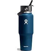 Hydro Flask Travel Water Bottle - Insulated Stainless Steel - Wide Straw Lid, Non Spill, Leakproof in 32 Oz Indigo Blue