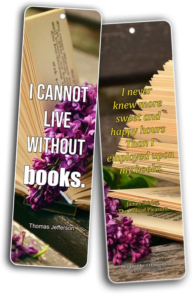 Creanoso Literary Avid Reading Quotes Bookmarker Cards (60-Pack), Premium Quality Book Reading Bookmarks Design - Image 4