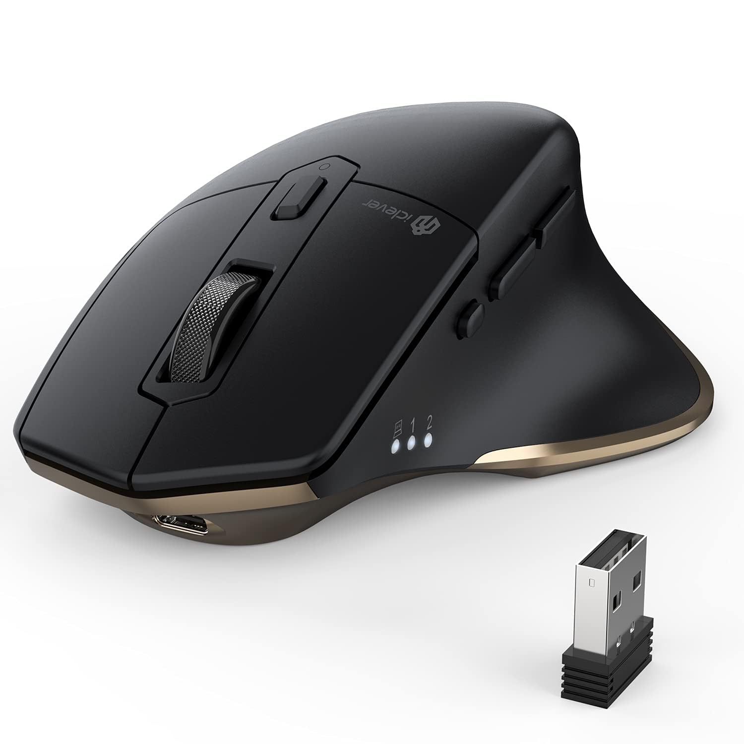 Photo 1 of iClever Wireless Mouse with Bluetooth or USB Receiver, 5 Adjustable 2400DPI Rechargeable Computer Mice, Wireless Mouse for Laptop, iPad, MacBook, Tablet, PC