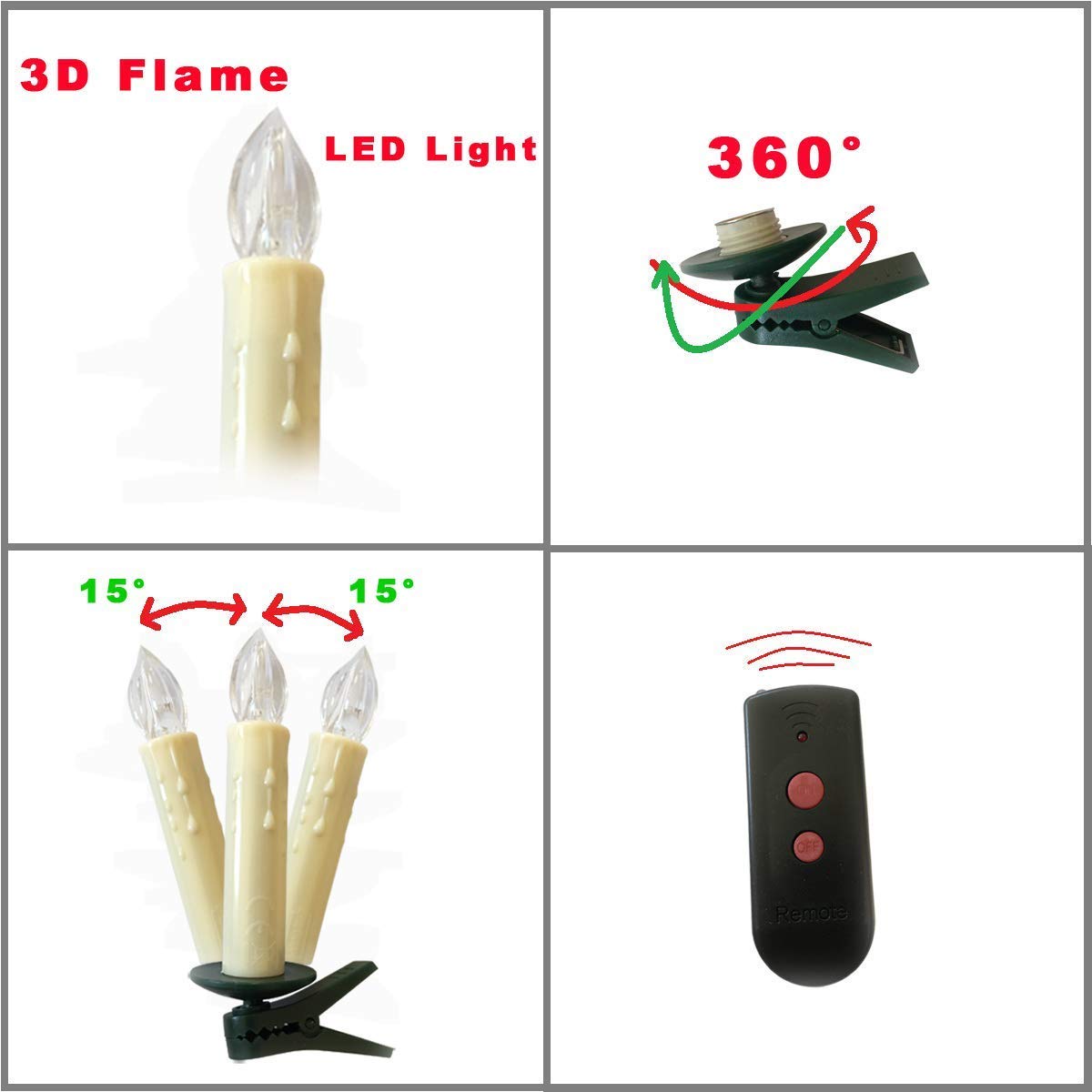 LED Christmas Flameless Candle Lights Wireless Remote Control LED Candles Christmas Tree Taper