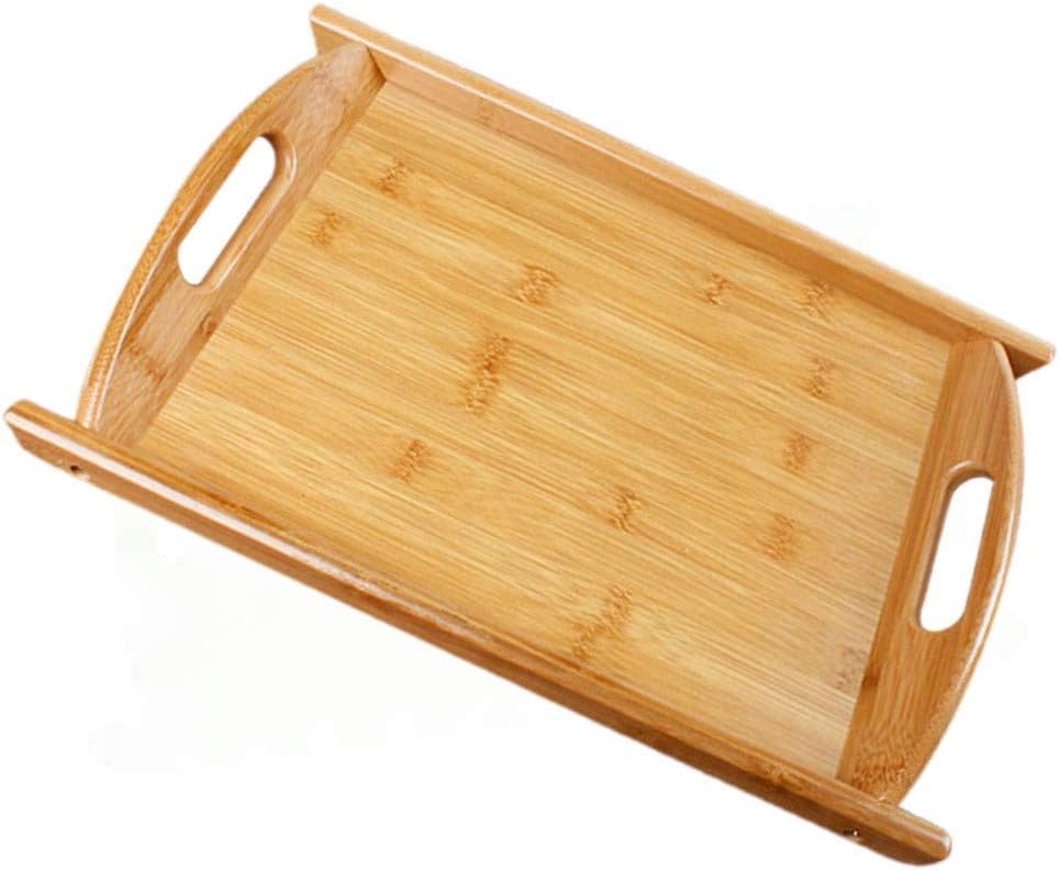 GZQNAN® Bamboo Tray - Wooden Tray with Handles - Great for Dinner Trays, bar Tray, Breakfast Tray, or Any Food Tray - Good for Parties or Bed Tray (Large)