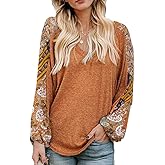 Beyove Boho Tops for Women Long Sleeve V Neck Fall Shirts Bohemian Fashion Hippie Western Dressy Casual Blouses