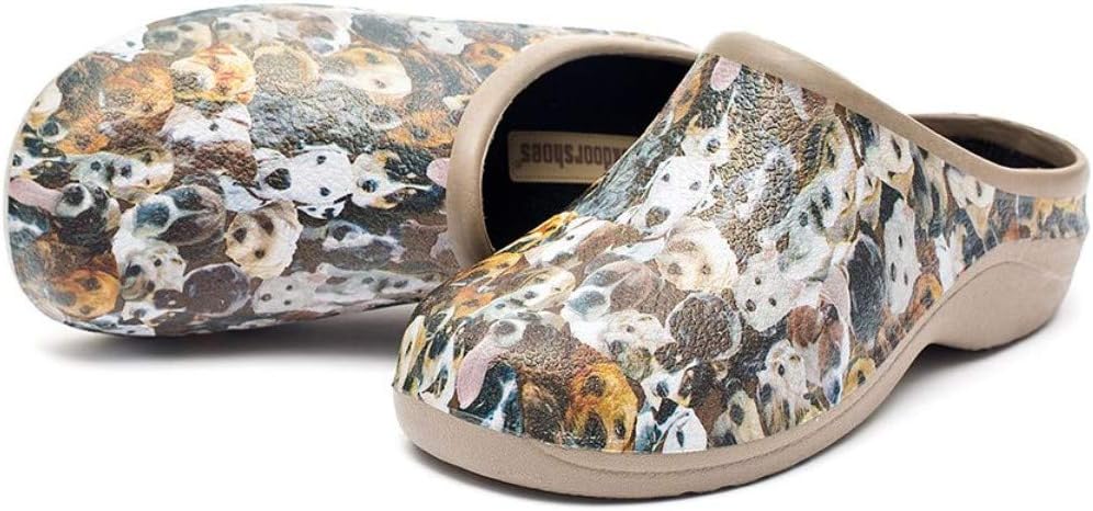 Backdoorshoes Waterproof Premium Garden Clogs with Arch Support-Dogs Design