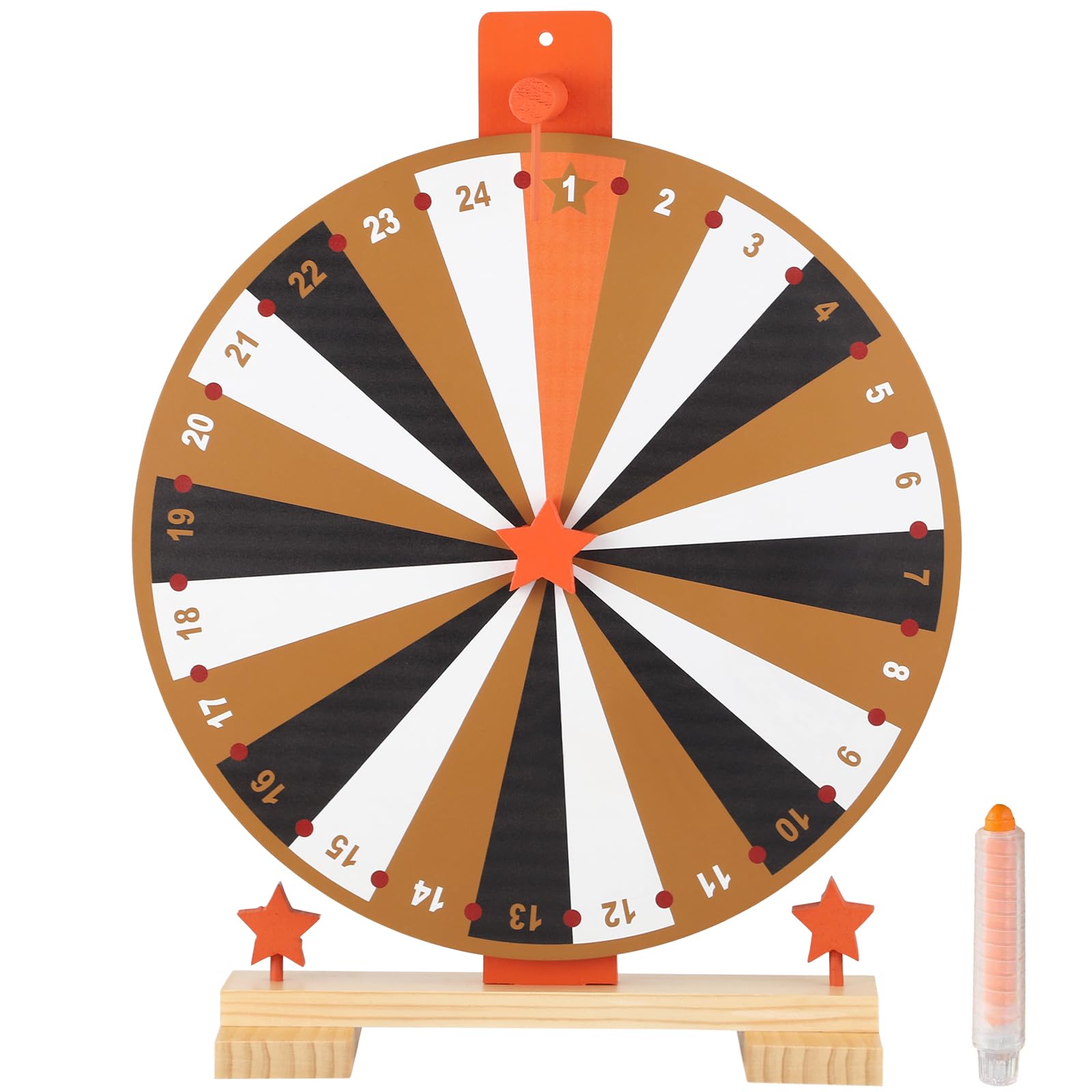 Spinning Prize Wheel, 24 Slots Editable DIY Tabletop Prize Wheel Spinner, 14.6 Inch Roulette Wheel With Non-Slip Stand, Dry Erase Marker, Win Fortune Spin Game Board for Trade Show Carnival Party Pub