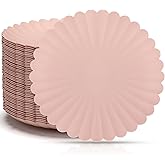 Tiangrid 38 Pcs Pink Plastic Plates 6.5 Inch Scalloped Disposable Dessert Salad Plates for Party Wedding Birthday Christmas