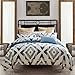 Pumpkin Town Navy Blue, Micro, 3 Pieces(1 Cover+2 Pillow Shams),Queen Size, White, Geometric Pattern Duvet Bedding Set, 1500 Thread Count Super Soft Microfiber with 4 Corner Ties, Zipp