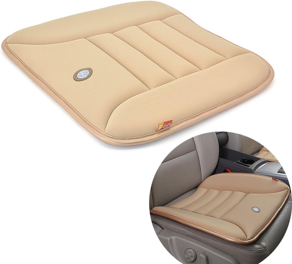 LKN Car Seat Cushion Memory Cotton Core with Non-slip Silicone-soled base Office Home Chair Seat Cover Pads Khaki