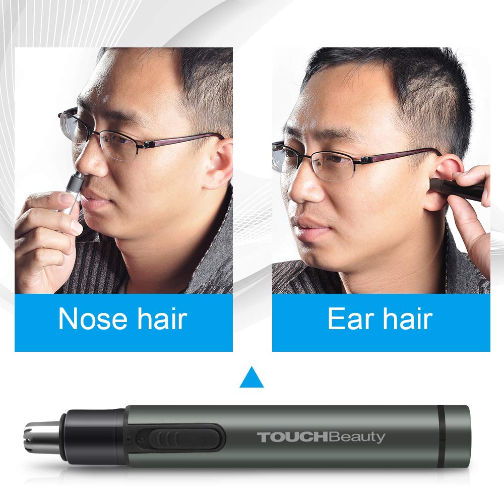 TOUCHBeauty Ear Nose Hair Trimmer for Men Personal Groomer Machine Battery Powered Gray TB-0656M