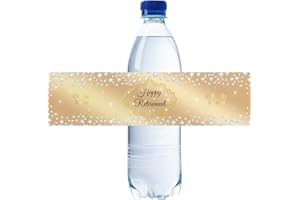 ROSTYAKZ 32pcs Gold Happy Retirement Water Bottle Labels, Diamond Gold Glitter Officially Retired/Enjoy Retirement Stickers, Retirement Party Water Bottle Lables for Men Women
