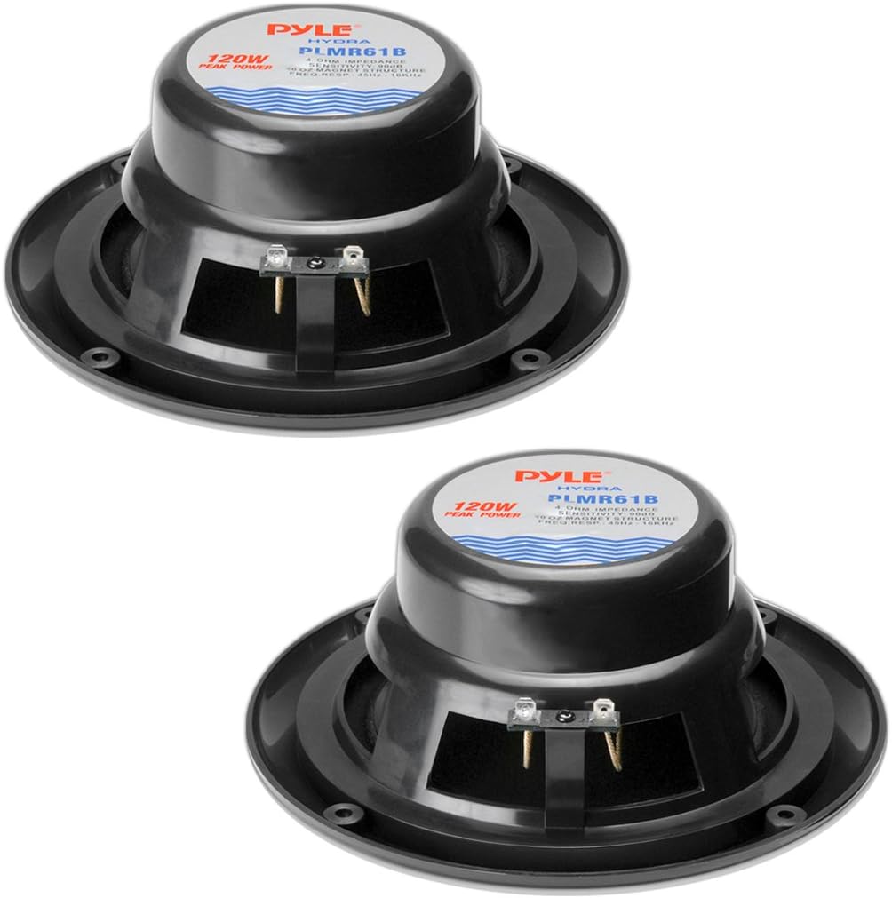 Pyle PLMR61B 120W 6.5 inch Dual Cone Marine Speaker - Black, 6.5" round - Image 3