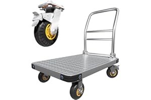 Lomive Heavy Duty Platform Truck Flat Moving Cart Hand Trucks, 2600Lbs Steel Push Cart Dolly, 48 x 24in Large Flatbed with 6'' 360 Degree Swivel Wheels for Easy Storage