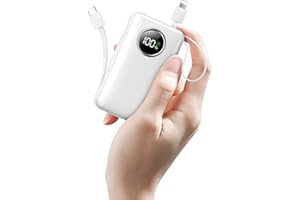 LOVELEDI Power Bank, Portable Charger, 15000mAh PD 30W Fast Charging, Built in Type-C and iOS Output Cables Equipped with LED Display for iPhone Series and Most Electronic Devices(White)