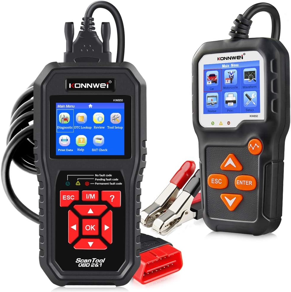 KONNWEI KW850 Professional OBD2 Scanner and KONNWEI KW650 Car Battery Load Tester