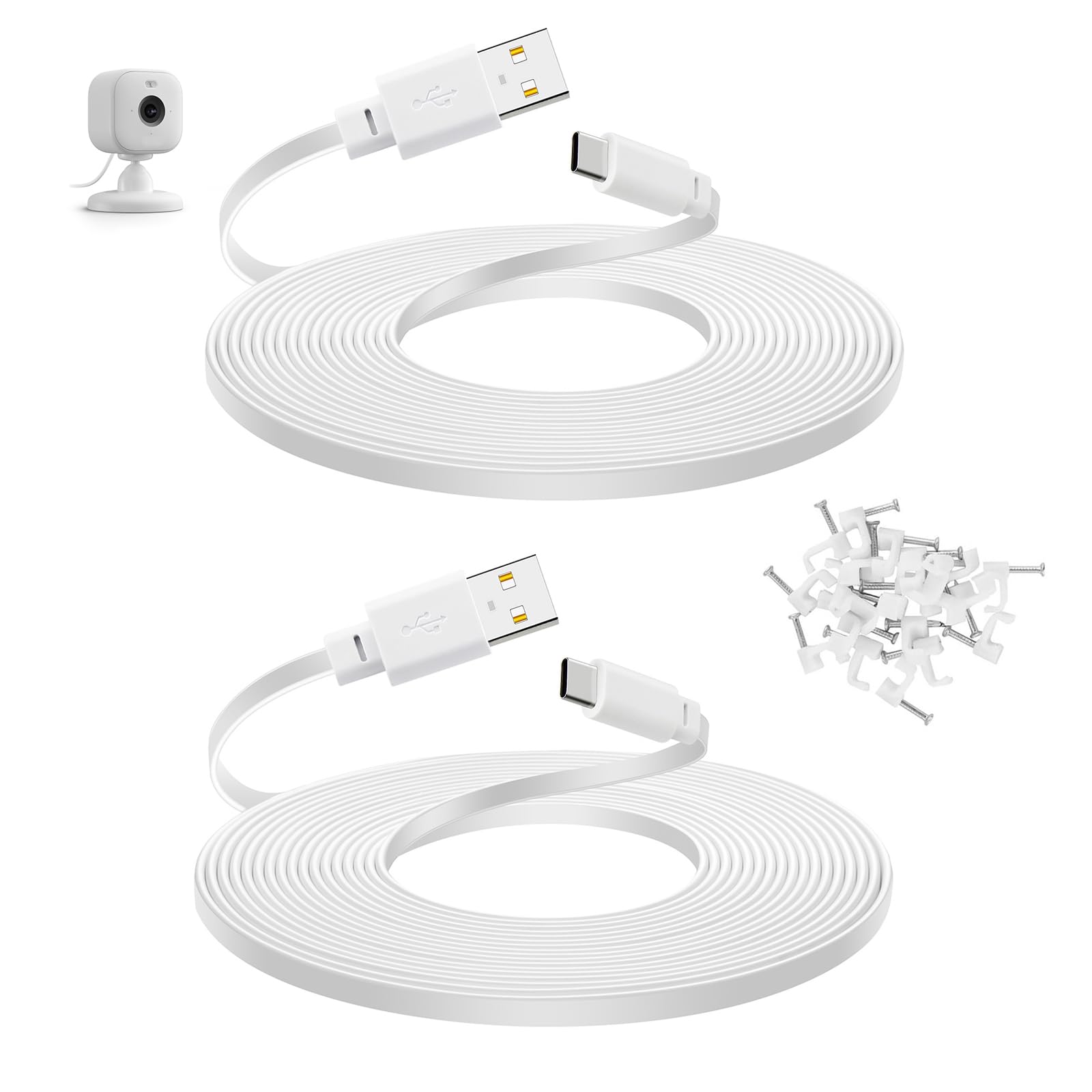 Photo 1 of 2-Pack 30 ft Power Cord for Blink Mini 2, Blink Outdoor 4 Camera, Long USB C Extension Cable