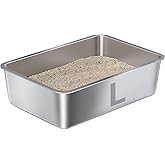 Nyutu Stainless Steel Litter Box Large, L Stainless Steel Cat Litterbox, Easy Clean Non Stick No Smell