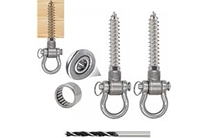 IOH GW Gwongvvei 2 Pcs Screws,Permanent Antirust 304 Stainless Steel Bracket Heavy Duty 180° Swing Hangers, 1200LB Capacity Playground Yoga Hammock Rope Tire Web Chair Sandbag Punching Bag Swing Sets