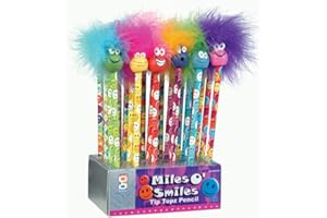 Raymond Geddes Miles O'Smiles Tip Topz Number 2 Pencils For Kids With Pencil Toppers (Pack of 24)