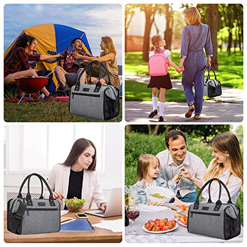 AnikSunny Insulated Lunch Bag for Women Men Reusable Large Lunch Bags Fashionable Lunch Box with Shoulder Strap for Work, School,Picnic