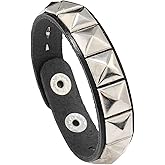 Punk Studded Bracelet Black Leather Rivets Bracelet Adjustable Cuff Bracelet Bangle Punk Jewelry for Men Women Rock Accessories