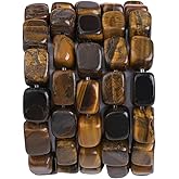 BEADIA Natural Yellow Tiger Eye Cuboid Stone Loose Semi Gemstone Beads for Jewelry Making 8mmx12mm 38cm/Strand
